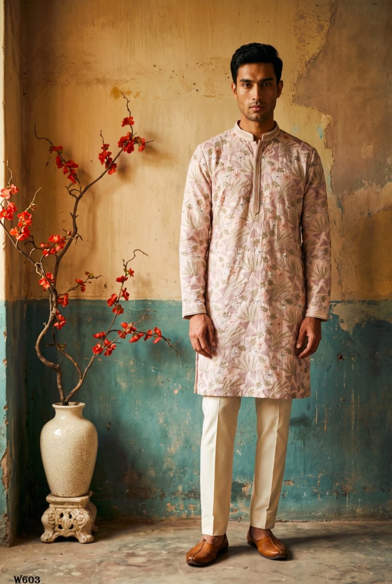 Outluk Wedding Vol 60 Silk Mens Kurta With Pajama 